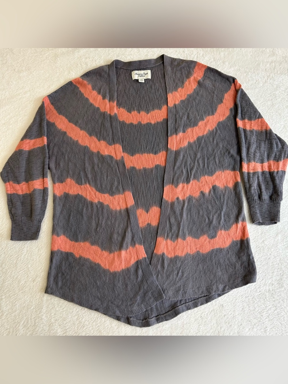 American Eagle Women’s Cardigan Sweater Medium Gray Knit Long Sleeve Open Front
